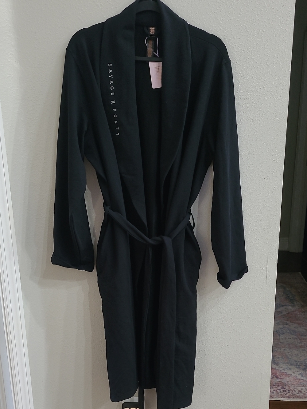 Savage X Fenty Black Mens Cotton  Robe Size Med